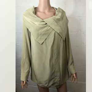 Soft Surroundings Silk Top Size PM Lt Olive Green